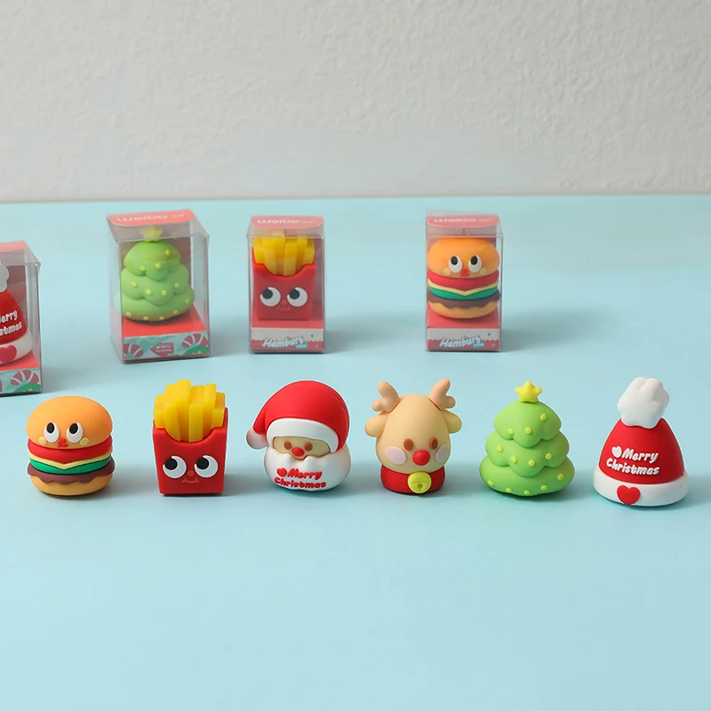 1X Cartoon Christmas Series Pencil Sharpener Creative Hamburger Pencil Sharpener Cute Students Stationery Office School Supplies