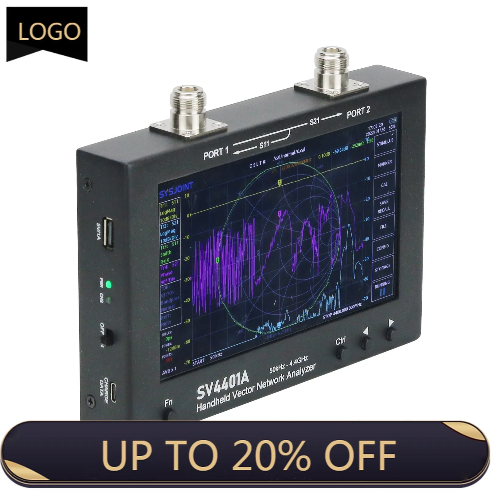 

SV4401A 50KHz-4.4GHz VNA Analyzer Vector Network Analyzer 100DB Dynamic International Version
