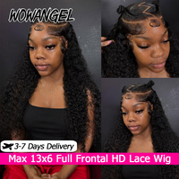WOWANGEL 34 Inch 13x6 HD Lace Frontal Wigs 250% Water Wave Wig For Women Pre Plucked Curly Human Hair Wigs Virgin Brazilian Hair