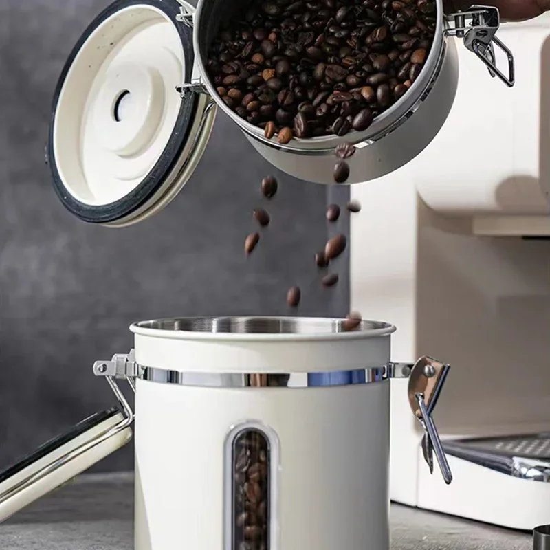 Large Capacity Coffee Beans Vacuum Storage Container Stainless Steel Airtight Container Grains Tea Nut Keep Fresh Storage Jar