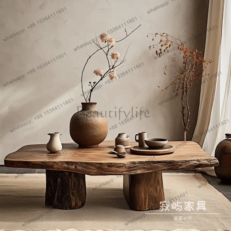 Mesa Auxiliar de Madera para Decoración de Habitaciones, Mesa de Centro Grande para Salón, Eventos, Fiestas, Relajante, Mueble Moderno para Sala de Estar