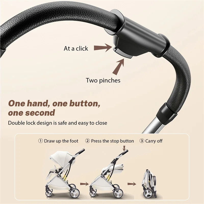 Luxe Kinderwagen Eivormige Stoel Voor Pasgeboren Met Één Hand Achterover Leunen Kinderwagen Compacte Tweeweg Draagbare Opvouwbare Kinderwagen