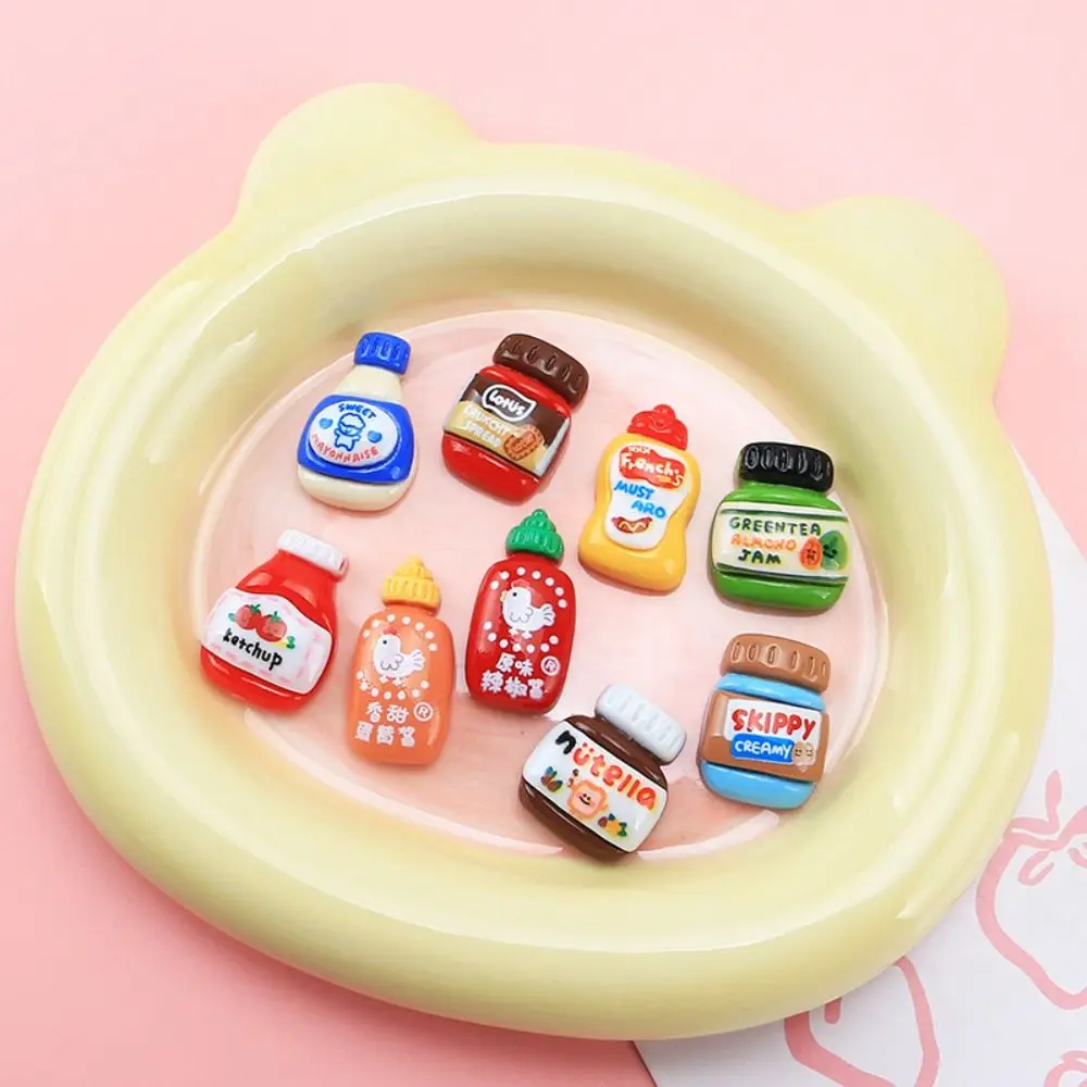 9Pcs/set Mini Drink Bottle Fridge Accessories Resin Drink Bottle Seasoning Bottle Miniatures Cute Seasoning Bottle DIY Food Toy