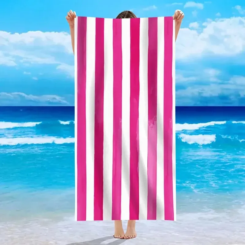 

Microfiber Beach Robe Stripe Towel Quick Fast Dry Trend Pattern Oversized Blanket Lightweight Towel for Swimming, Camping