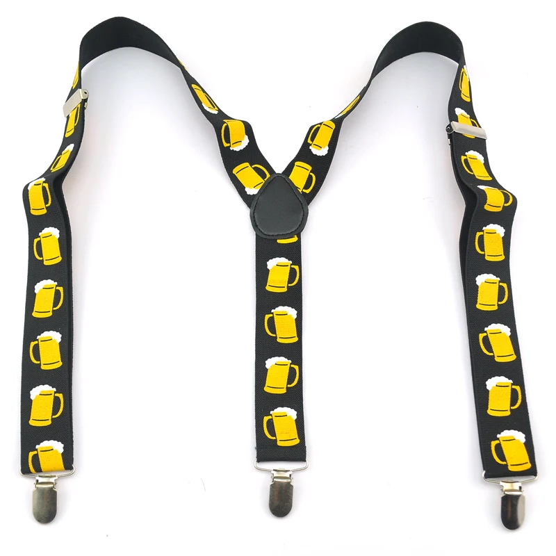 موضة 3.5 سنتيمتر واسعة الأصفر البيرة كوب زجاجي تصميم الحمالات الرجال الرباط حزام النساء للجنسين قميص الرباط مطاطا كليب على الحمالة #5