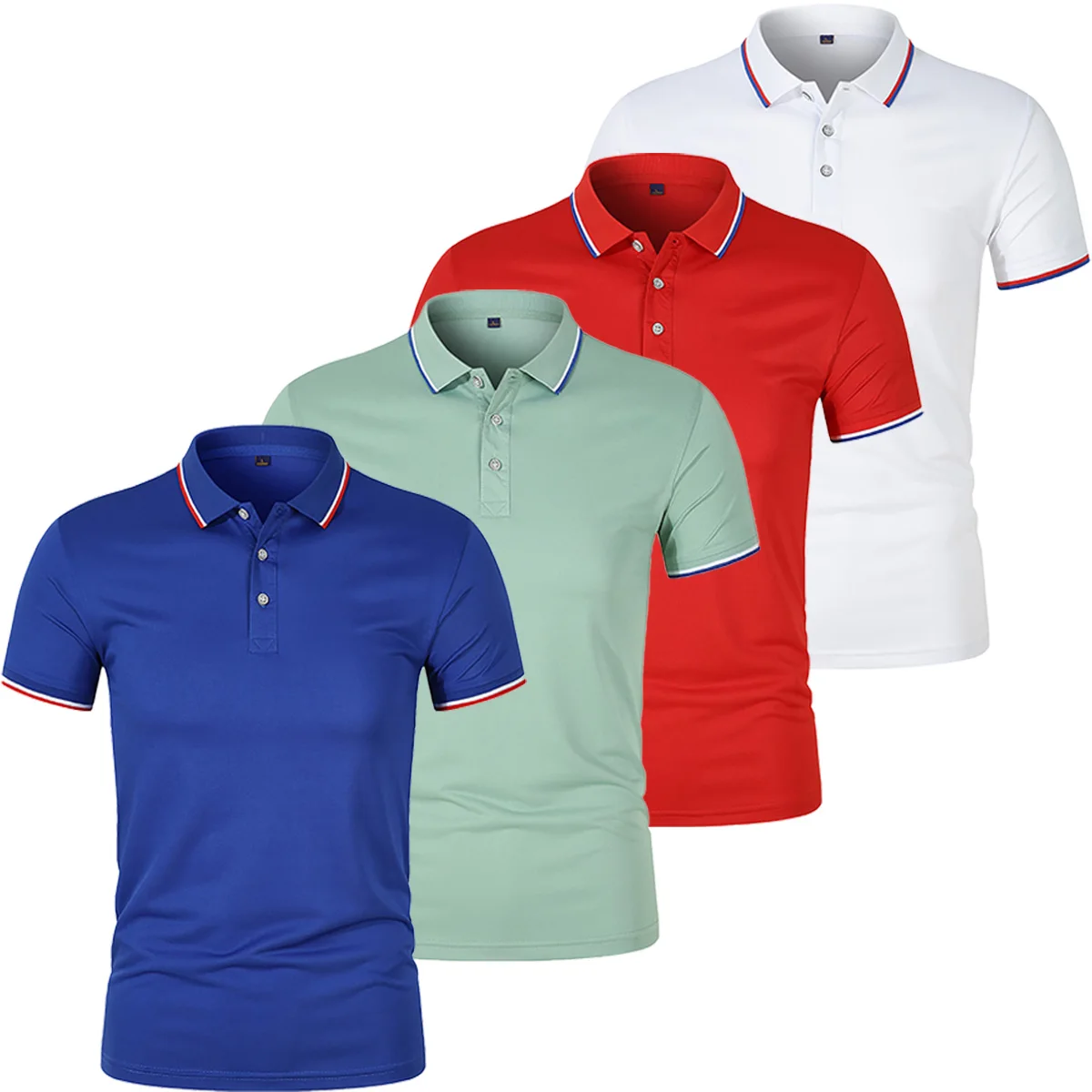 Men's POLO Collar Short Sleeved T-shirt Spring Summer Team Work Clothes 4-piece Set With Any Color Combination