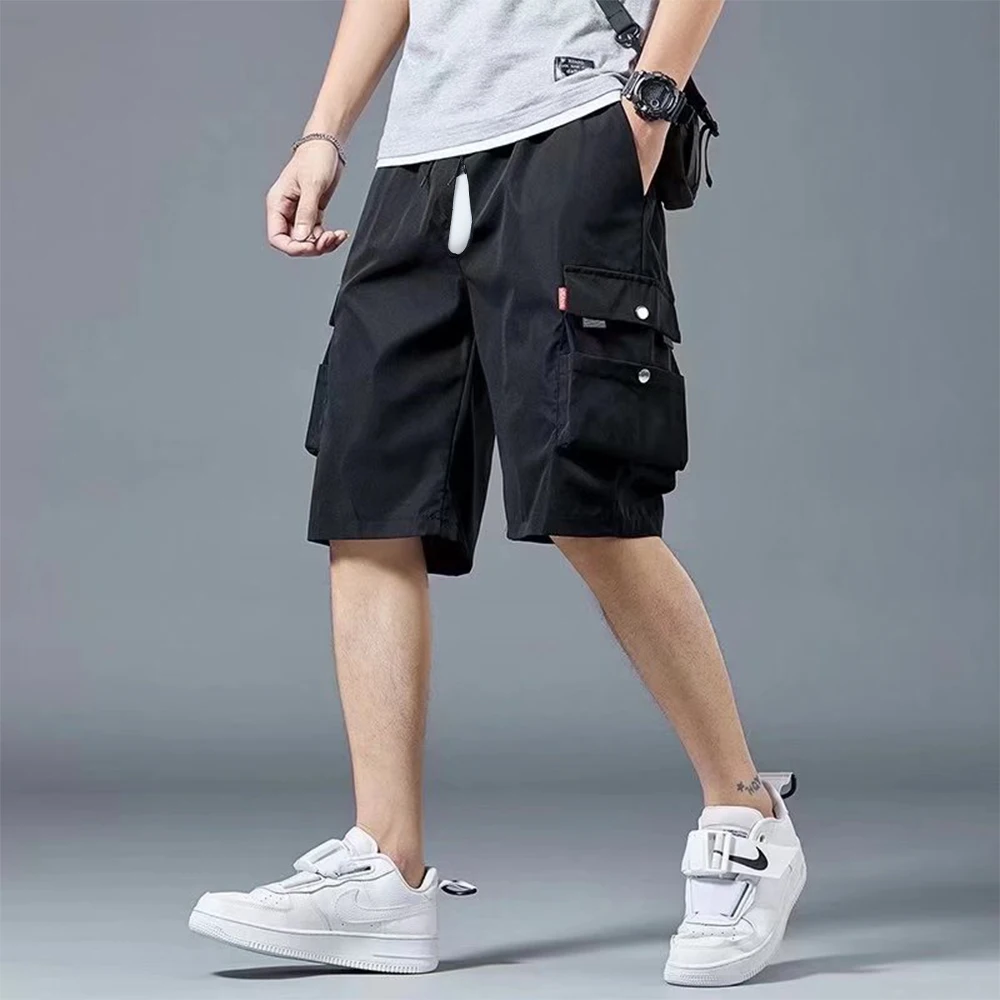 

Summer Extended Zipper Men Cargo Shorts Multipal Pockets Gym Open Crotch Short Pants Joggers