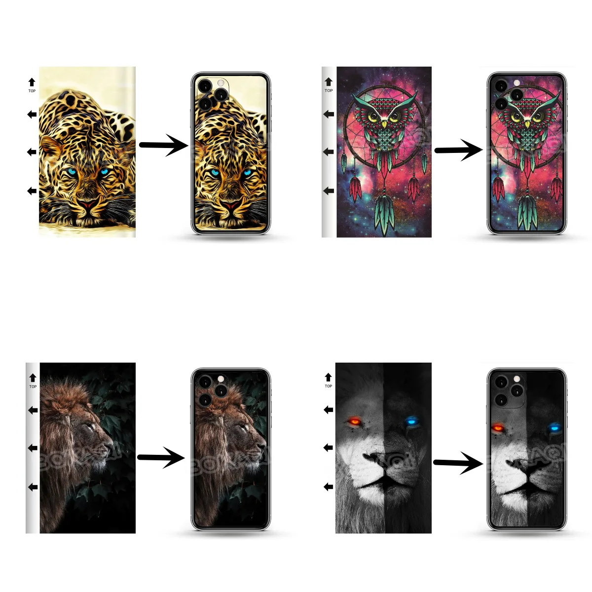 10pcs Mix 3D Embossed Back Color Animal Pattern For Cut Blade Machine Universal Hydrogel Film Back Film For Mobile Phone Screen