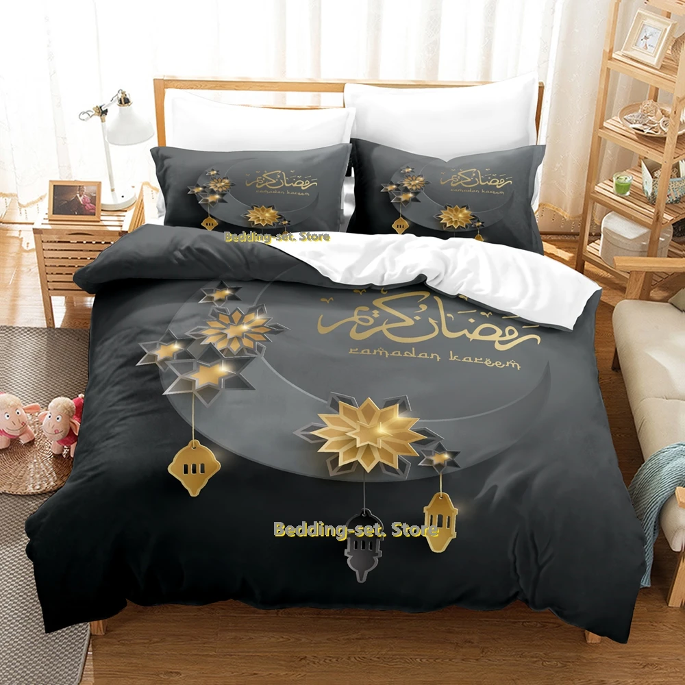 

2024 Ramadan Bedding Set Single Twin Full Queen King Size Bed Set Adult Kid Bedroom Duvetcover Sets 3D Print Anime Bed Sheet Set