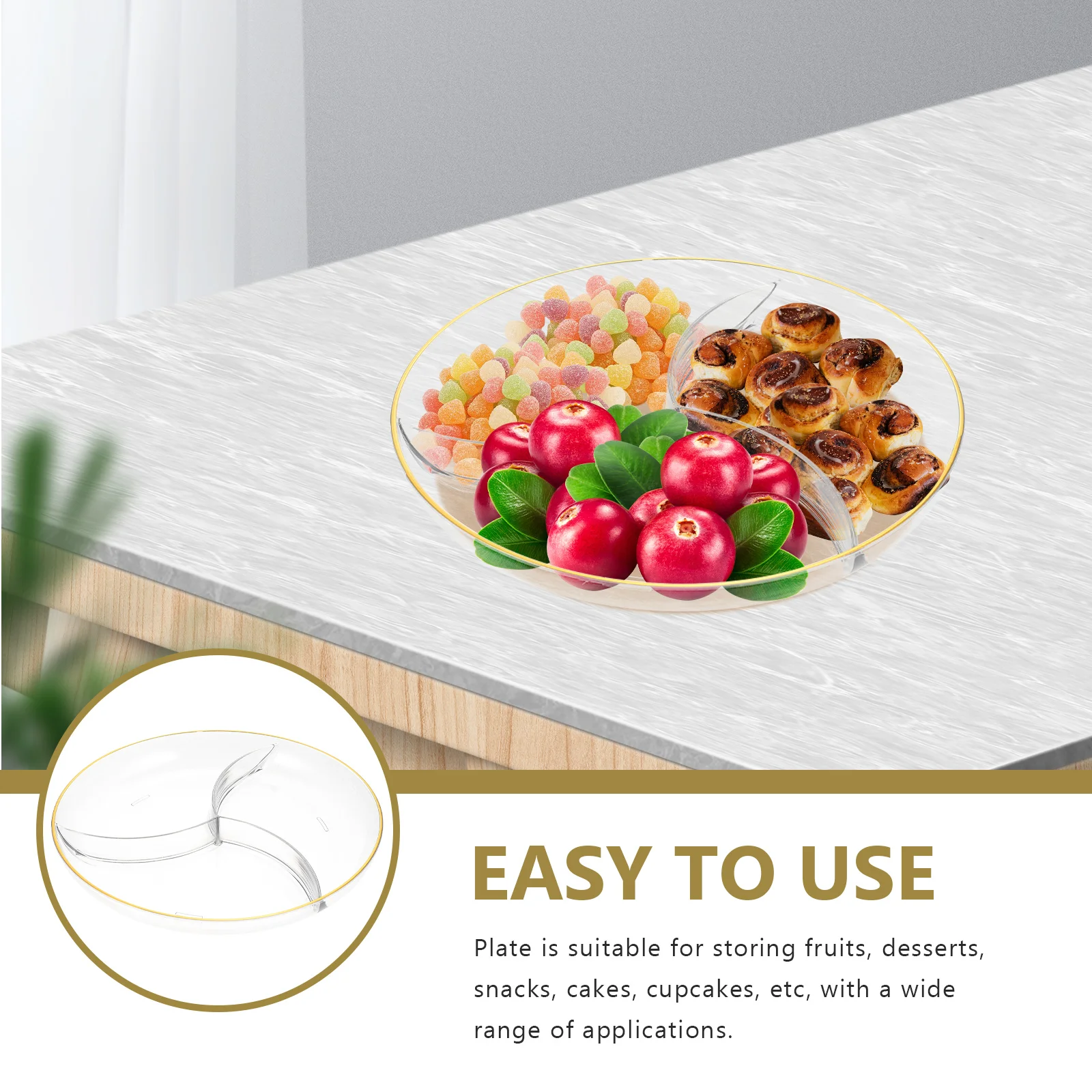 

Fruit Plate Snack Glass under Table Plates Rectangular Plastic Tray Tiered Divided for Nuts Accessories