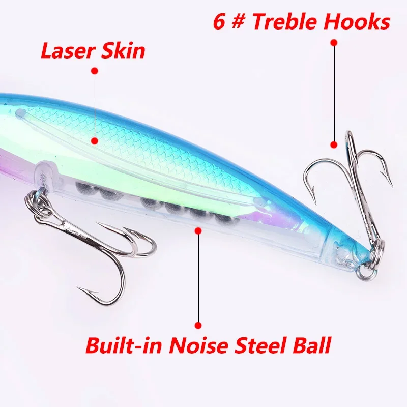 1 pc laser plástico isca de pesca 11cm 11.5g flutuante minnow wobblers artificial duro isca com ganchos baixo crankbaits enfrentar