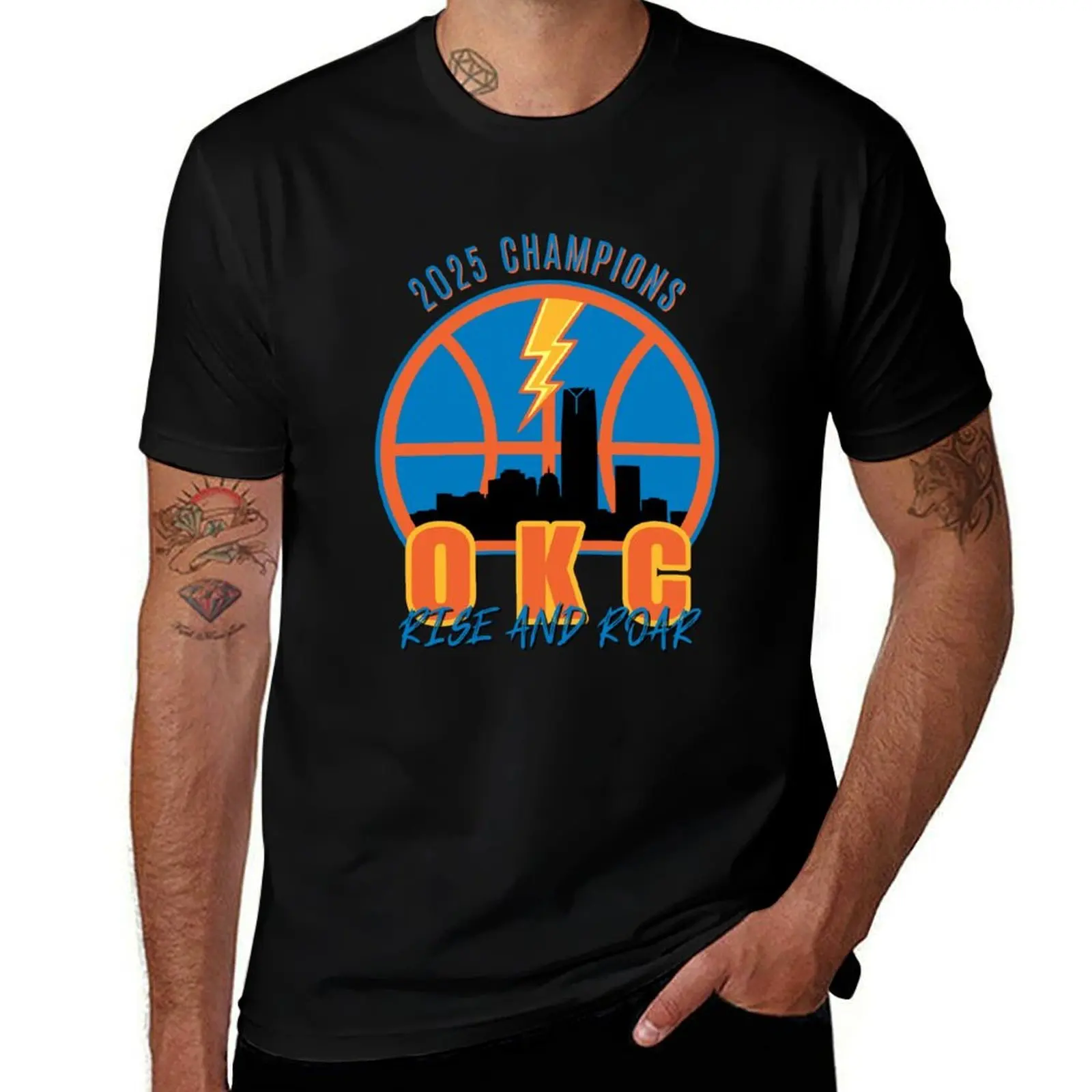 OKC Thunder 2025 Champions - Rise and Roar Design T-Shirt Soft Casual Short Sleeve Cotton Tee T-Shirt
