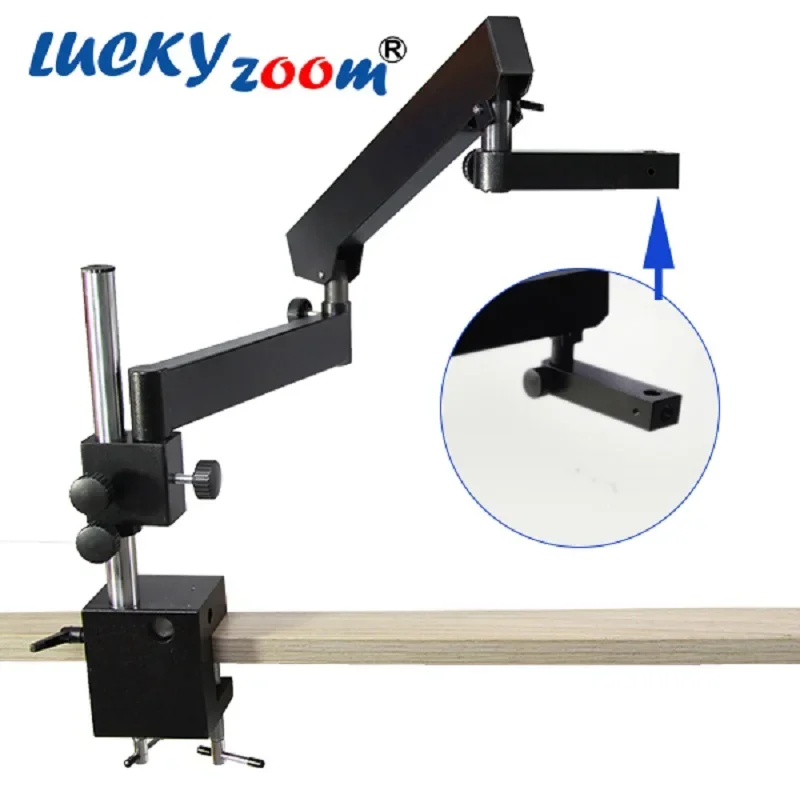 Table Clamp Articulating Arm Microscope Stand For Stereo Zoom Microscopio 76MM Focusing Rack Trinocular Head Support Bracket