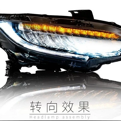 LED Headlamp Car Headlight For Honda Civic 10th 2018 2017 DRL with moving Front Lamp Assembly