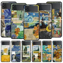 Starry sky van gogh art Phone Case For Samsung Galaxy Z Flip3 Flip4 Flip5 PC Shell For Z Flip 3 4 5 Black Hard Folding Cover