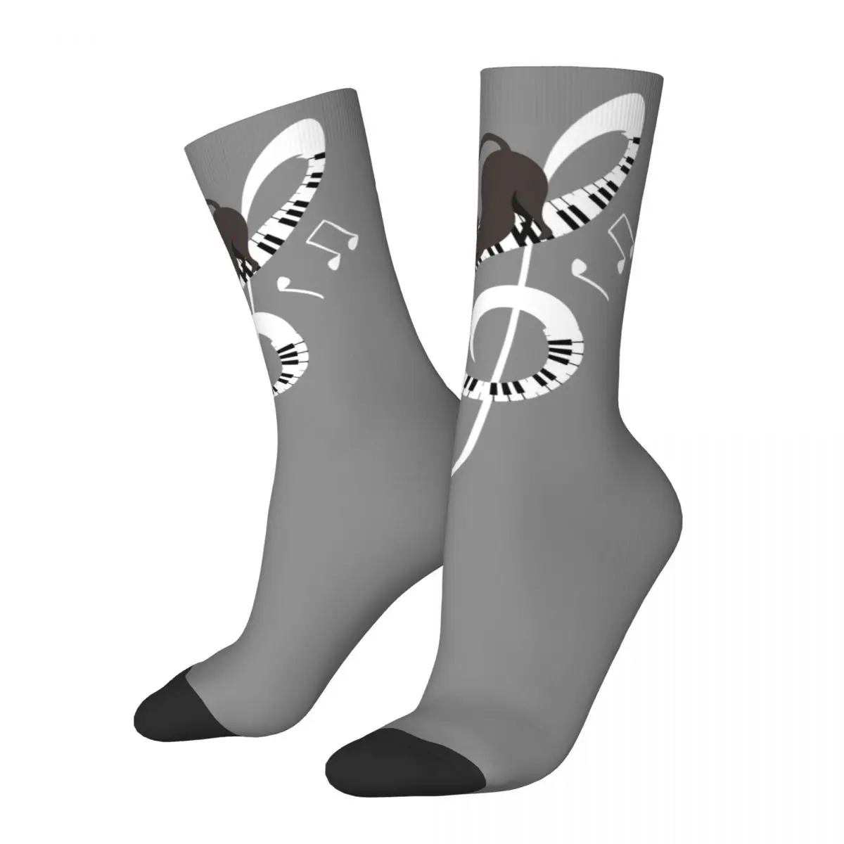 Couple Socks Cats Playing Piano in Note Stockings Winter Funny High Quality Socks Pattern Outdoor Sports Non Skid Socks