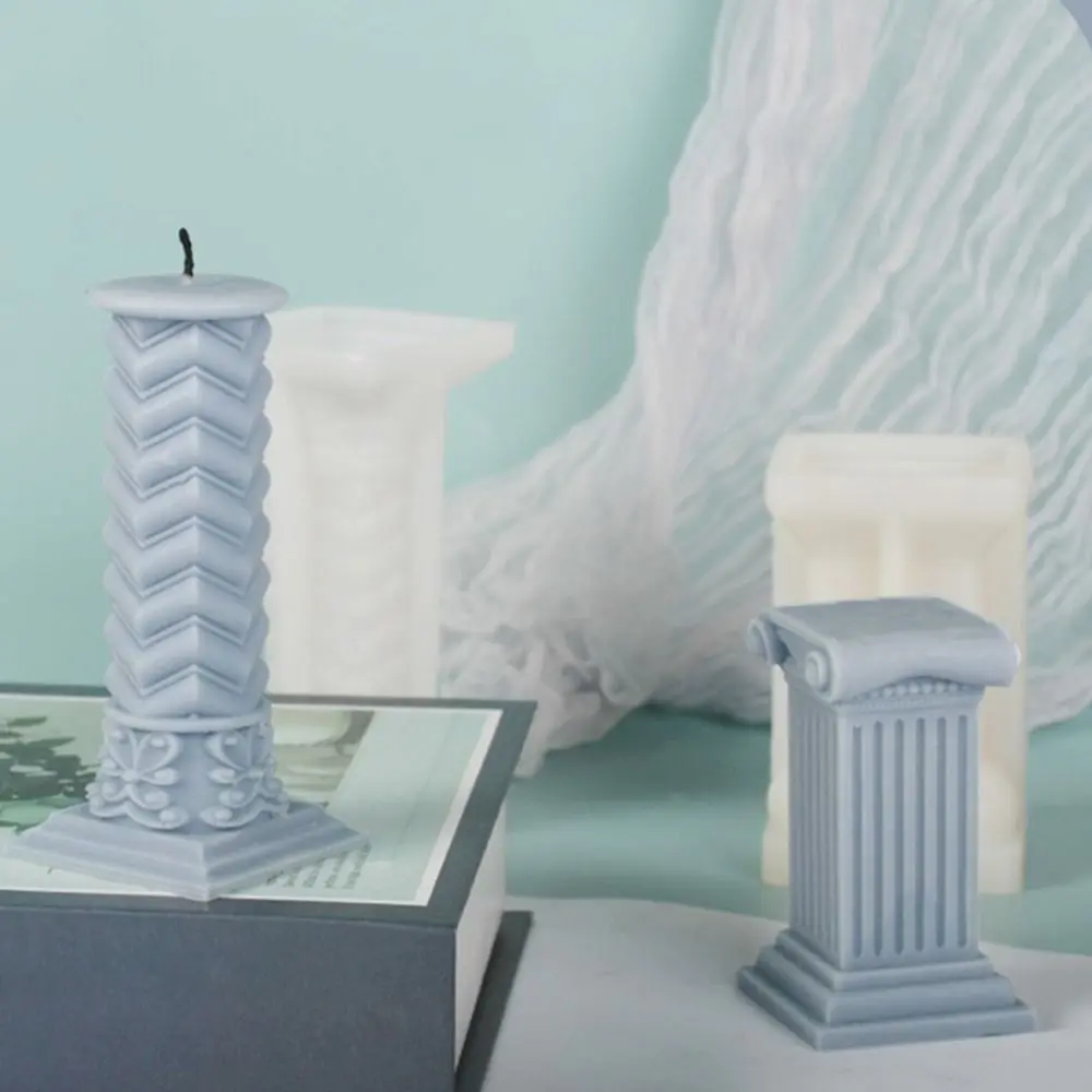 3D colonna romana candela stampo fai da te torta in Silicone stampi in resina 3D arte cera candela che fa stampo stampi per sapone fatti a mano in Silicone