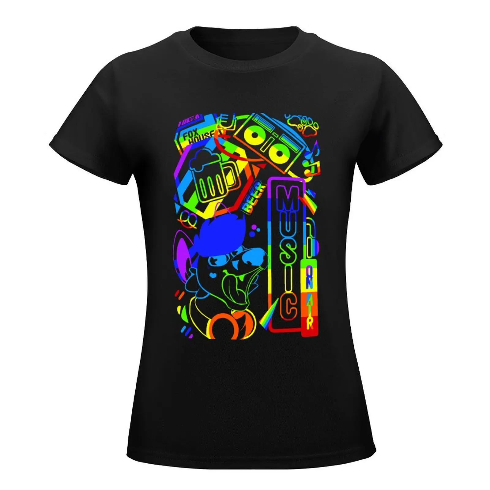 Kjisu's Gay Nightlife Furry Design T-Shirt plus size tops blanks black t-shirts for Women