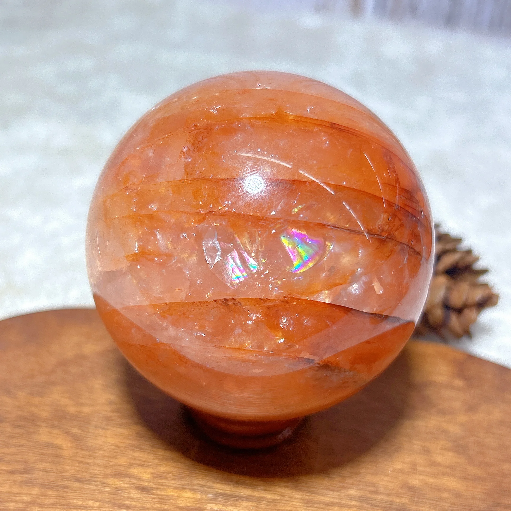 High Quality Natural Crystal Fire Quartz Rainbow Sphere Ball Mineral Energy Healing Home Decorations Polished Gift