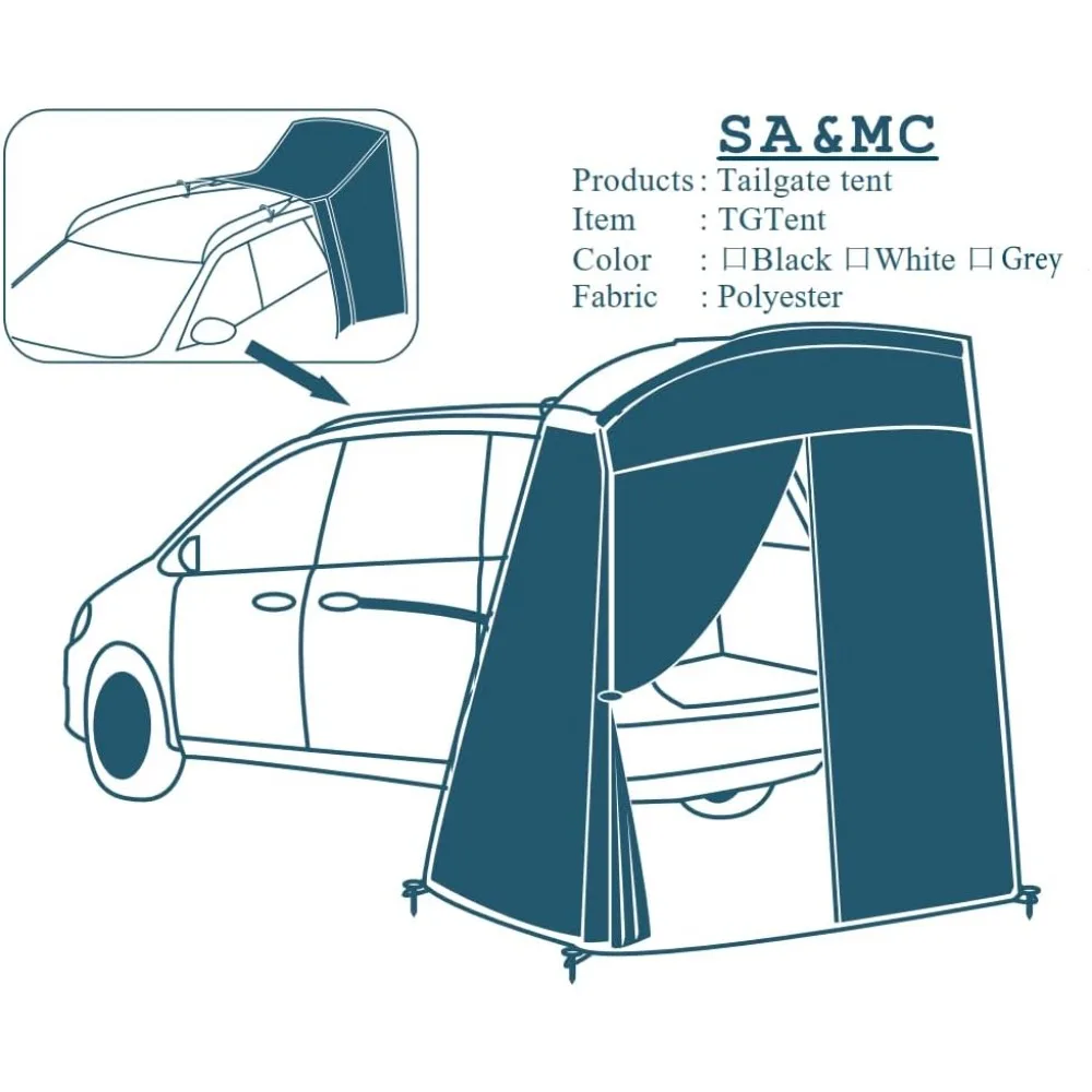 خيمة سيارات الدفع الرباعي المحمولة للتخييم في فان، مأوى خفيف الوزن مقاوم للماء، مثالية للمسافرين البدويين، سهلة التغيير والاستحمام #3