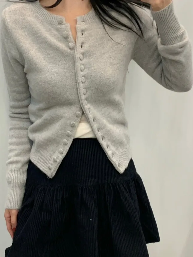 

Soft Cozy Single Button Slim Fit Knitted Open Cardigan Women's Early Autumn New Gentle Sle Versatile Single Button Top