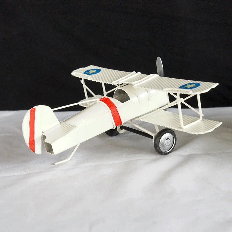 Metal Handmade,Iron Retro,Nostalgia,Biplane Fighter Model,Home Decoration,Window and Study Room Ornament