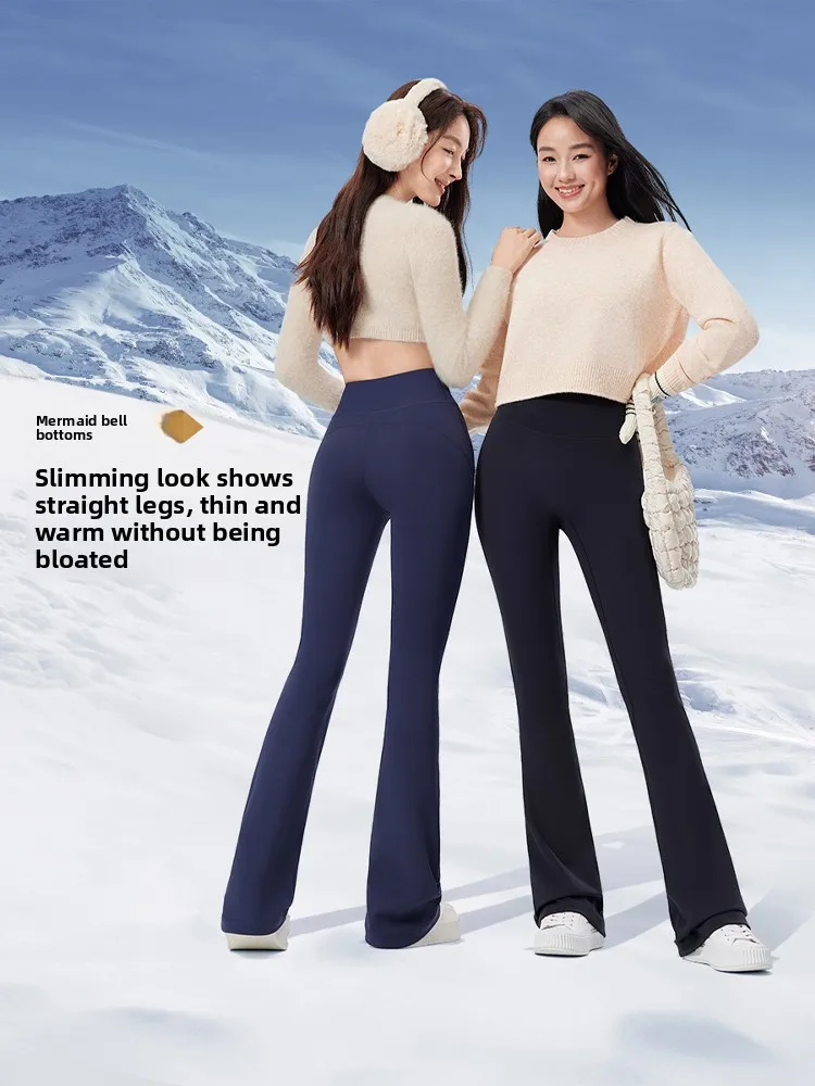 Pantalones de Yoga de piel de arca con forro de Fce de cintura alta para mujer, pantalones largos adelgazantes con Control de barriga y corte de bota, novedad de Otoño Invierno