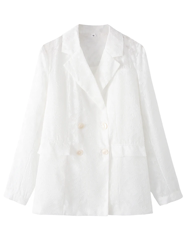 

European style new women's fashion versatile temperament long-sleeved jacquard semi-transparent suit jacket