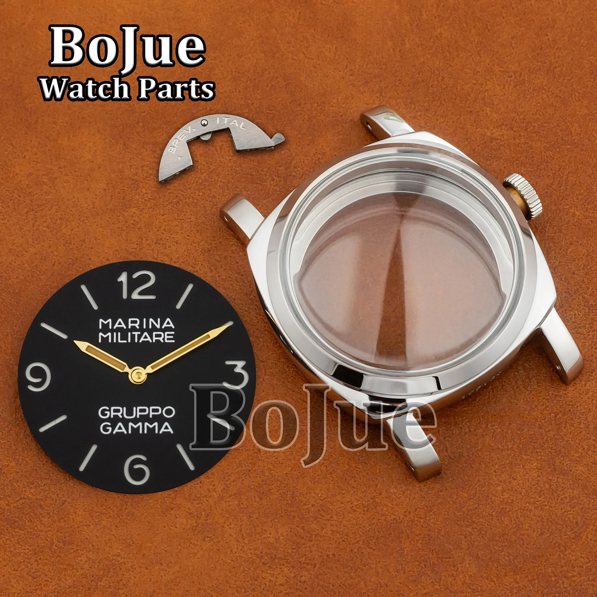 47mm ETA6497 Movement Stainless Steel Case Men manual Mechanical Watch Dial Hands Watch Replacement Parts for Pam 6152 Case