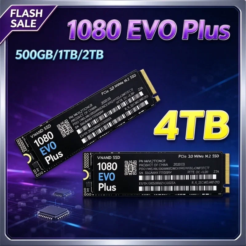 M.2 NVMe SSD 1080 EVO Plus 4TB 2280 PCIe Gen3.0 X2 TLC 3D Nand Internal Solid State Drive High Speed Storage For Desktop Laptop