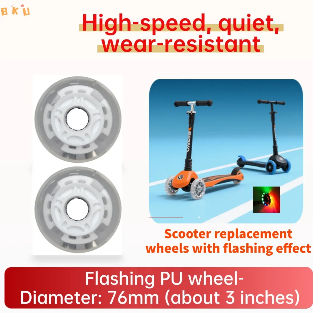 

Inline Skate Light-Up Wheels, 76mm LED High-Brightness Glowing Wheels (2-Pack) - Wear-Resistant PU Material
