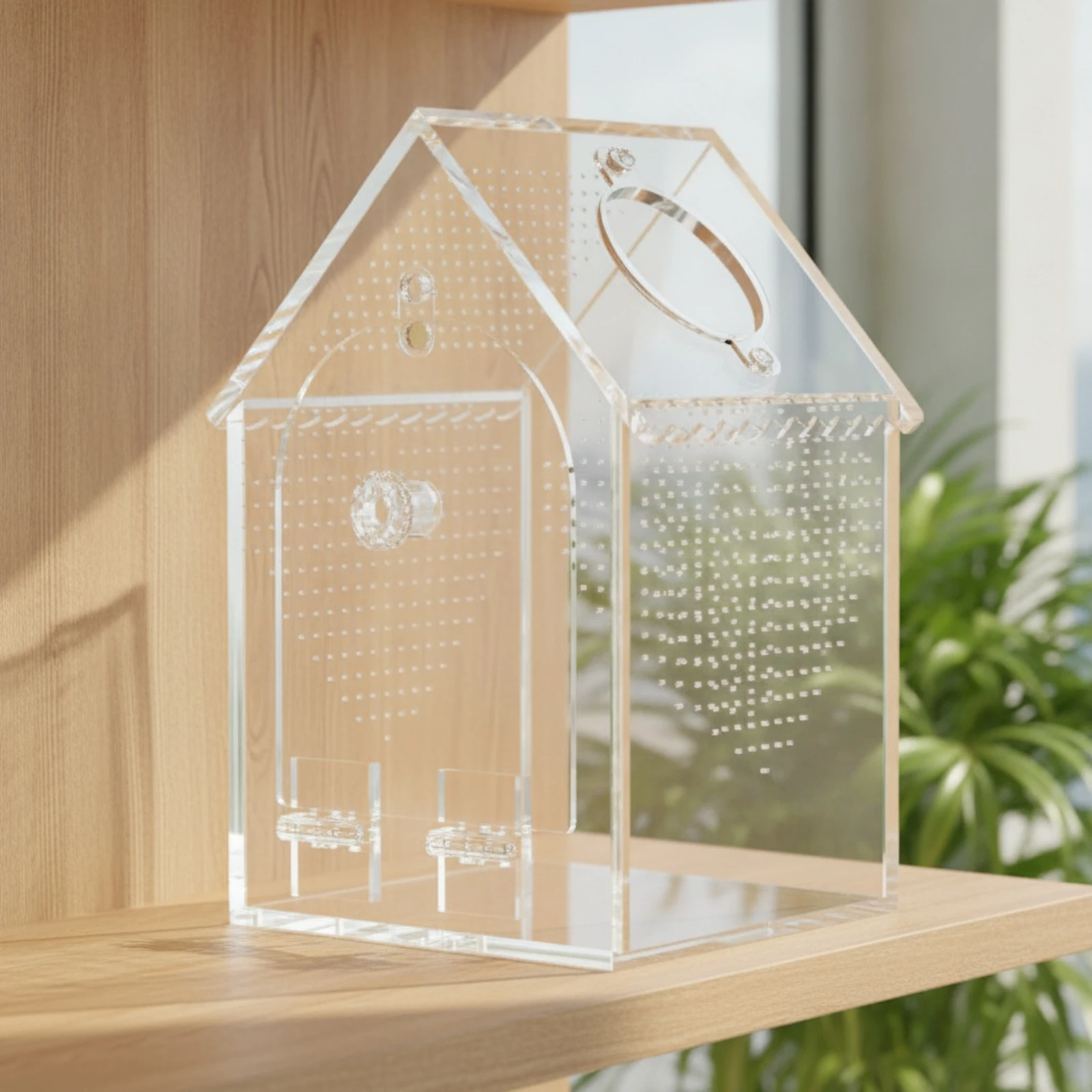 Reptile Enclosure with Feeding Hatch Clear Reptile Enclosure Habitat Secure Cage Desktop for Hobbyists, Home Office