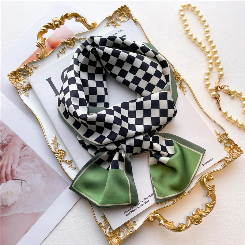 Fashion Women Luxury Print Silk Ribbon Female Foulard Floral Headband Neck Suit Scarf Hair Band Kerchief Neckerchief Accessories