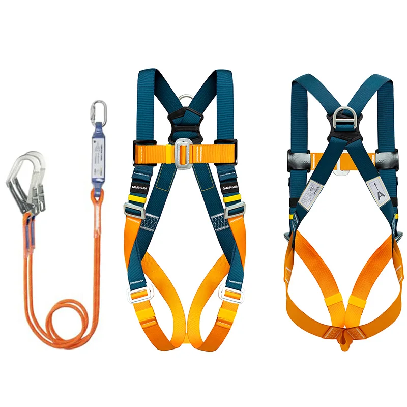 CE Full Body Safety Harness with Rope Set High Work 5-point Construction Safety Belt Outdoor Anti-fall Protective Equipment