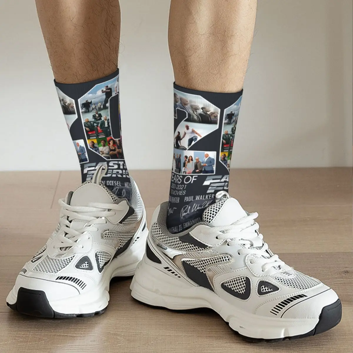 Fasti Andz Furiousn 20 Anniversary calzini da uomo Vintage Harajuku Fast and Furious Street Style novità Pattern Crew Sock