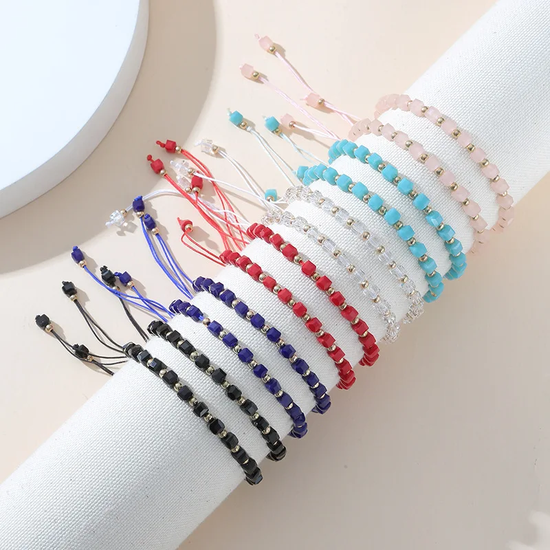 European and American New Colorful Mixed Color  Weaving Rope 12 PCS Adjustable Bracelets