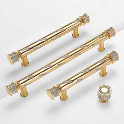 Gold Light Luxury Cabinet Drawer Handle Modern Minimalist Nordic Style Diamond Wine Cabinet Door Handle Kitchen Drawer Handles