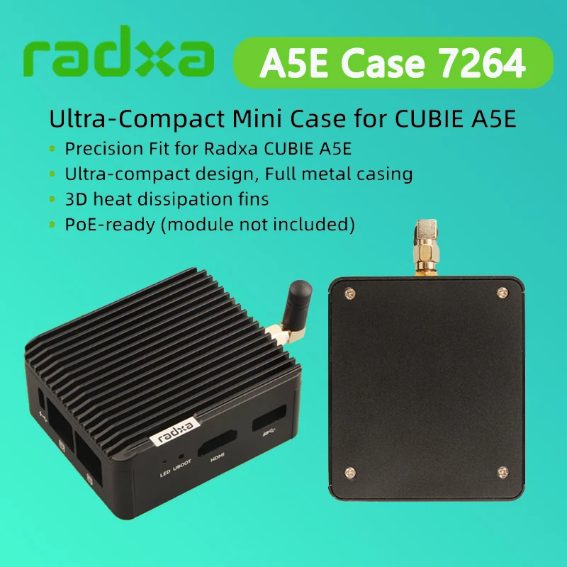 

Radxa A5E Metal Case 7264 for CUBIE A5E Metal Enclosure POE Ready Durable