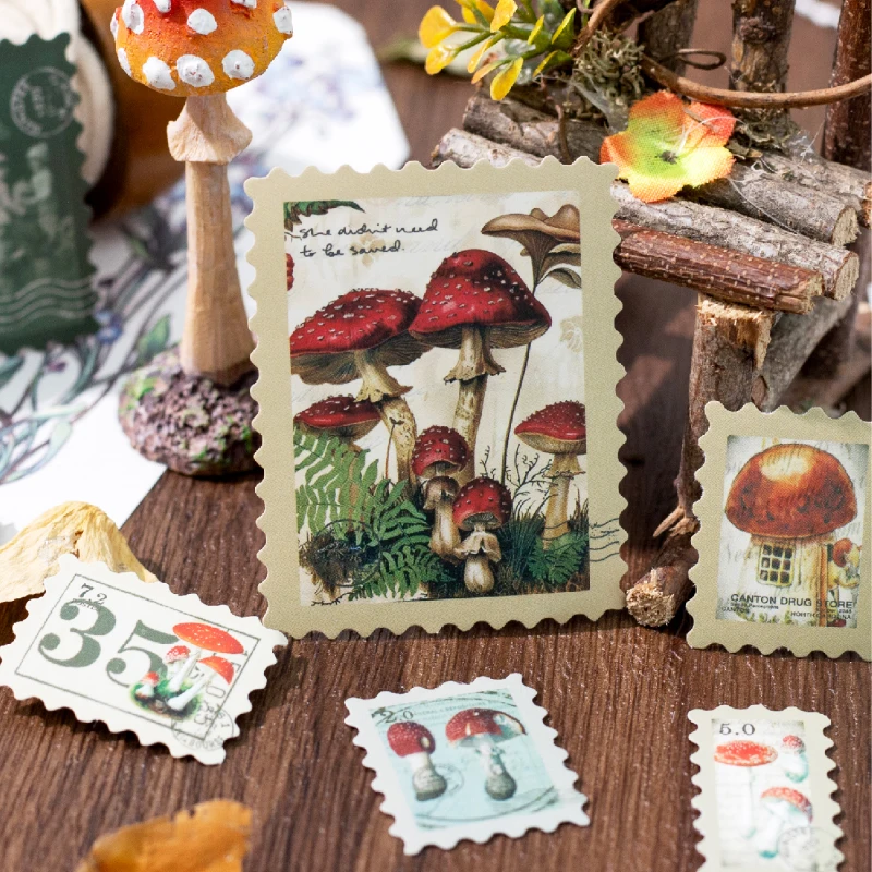 Naklejki z motywem roślin w stylu vintage, znaczki pocztowe, 50 sztuk, do scrapbookingu, dziennika, dekoracji, retro poczta