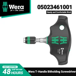 WERA 05023461001 118Grams T-handle Bitholding Screwdriver with Ratchet Function and Rapidaptor Quick-release Chuck 1/4