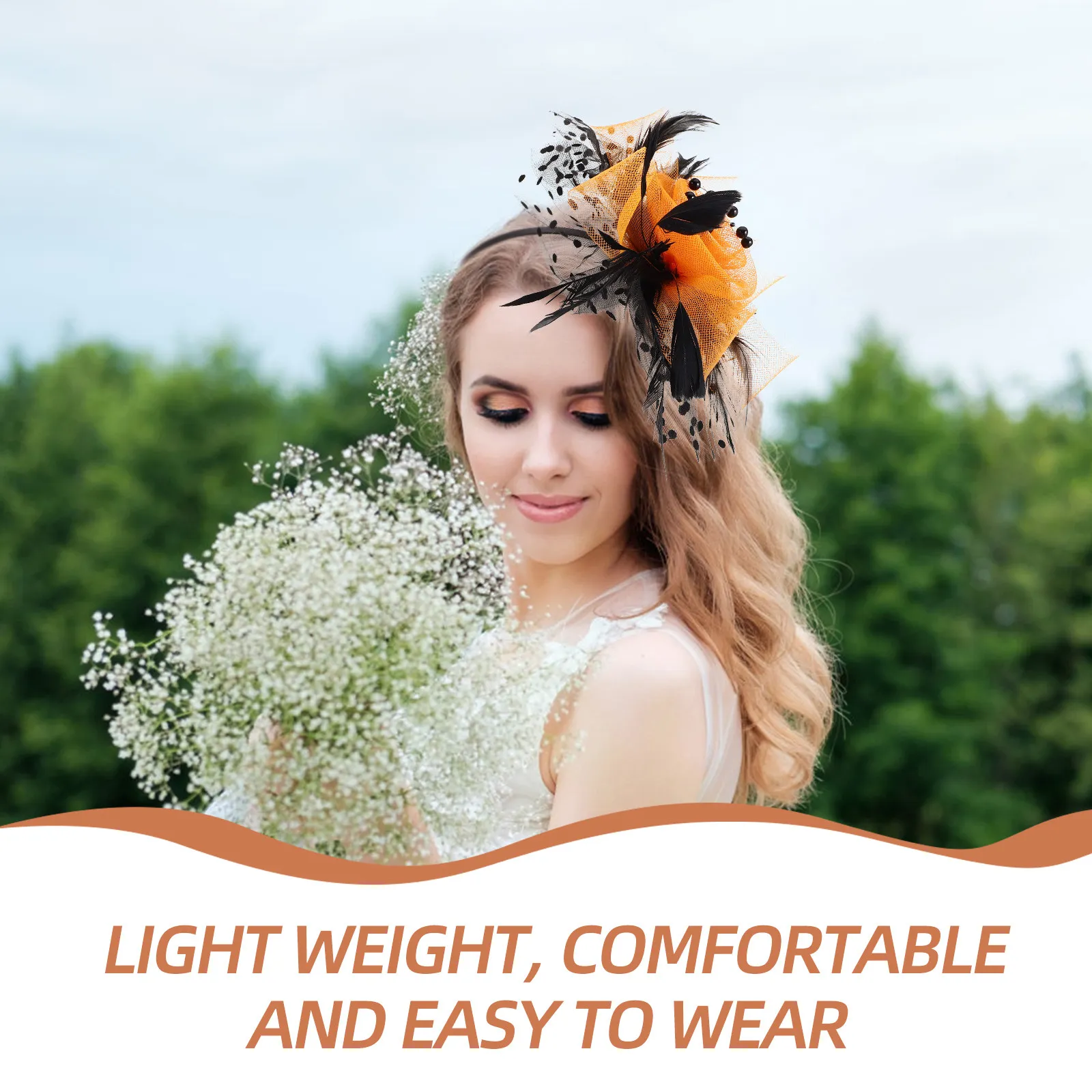Color Block Fascinator Headband Elegant Lightweight Wedding Bridal Tea Party Hair Clip Removable Headdress