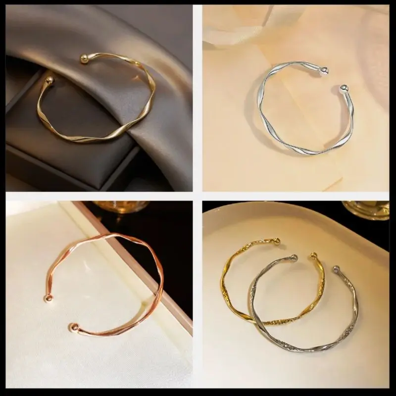 Retro Cuff Bracelet Opening Bangles for Women Minimalism Twisted Bracelets Wristband Jewelry Mom Wife Girls Birthday Gifts 
