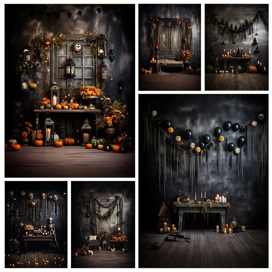 

Photography Background Vintage Halloween Scary Ghost Kids Birthday Party Cake Smash Portrait Decor Spooky Backdrop Photo Studio