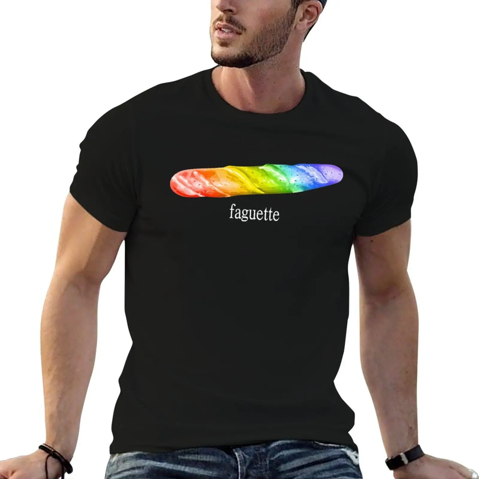 LGBT Rainbow Baguette Faguette LGBT Bread T-Shirt new edition Man t-shirt mens t shirt graphic