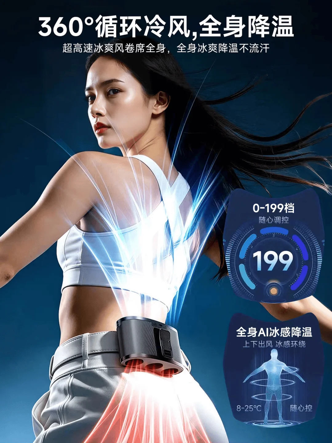 Waist fan 2026 new super long battery life high wind outdoor cooling cooling artifact portable small mini construction site wais