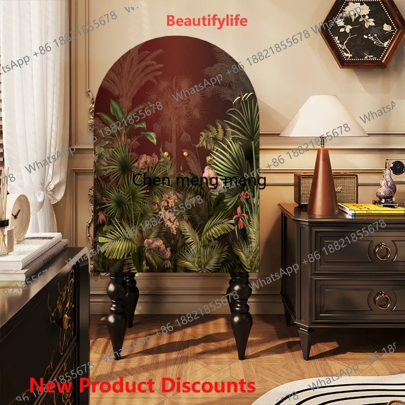 03 French medieval tropical rainforest high-footed porch cabinet, living room locker, multi-functional storage locker