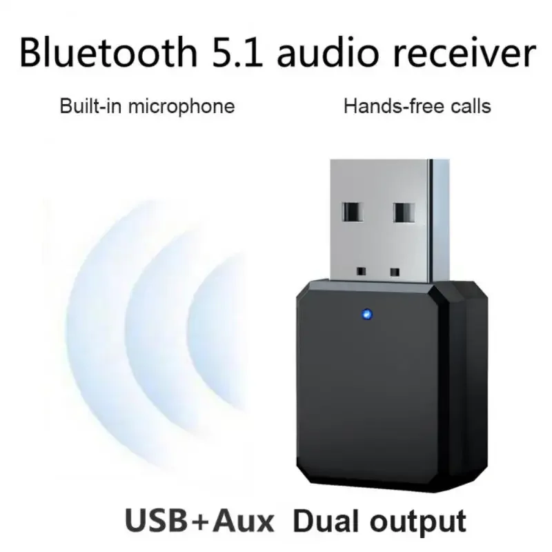 Bluetooth-compatible 5.1 Dual Output Stereo Car Hands-free Call Music Speakers Usb Aux Support Multi-device Connection Mini