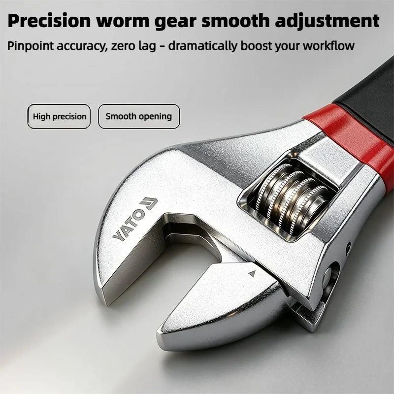 YATO 6/8/10/12/15 Inch Universal Spanner Anti-Slip Rubber Grip Adjustable Wrench for Car Repair Plumbing&Industrial Maintenance