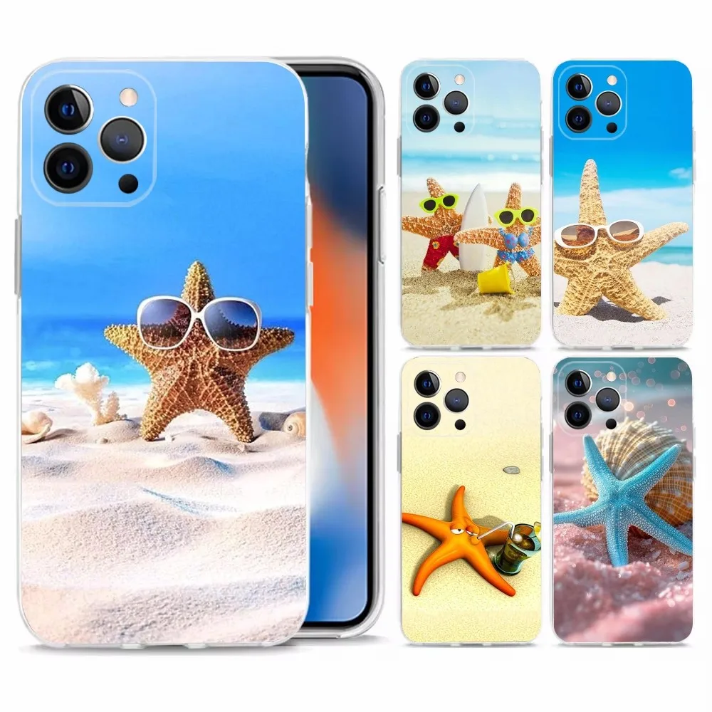 

Sea Starfish Phone Case For iPhone 15,14,13,12,11 Plus,Pro,Max,XR,XS,X,7,8 Plus,SE,Mini Transparent Shell