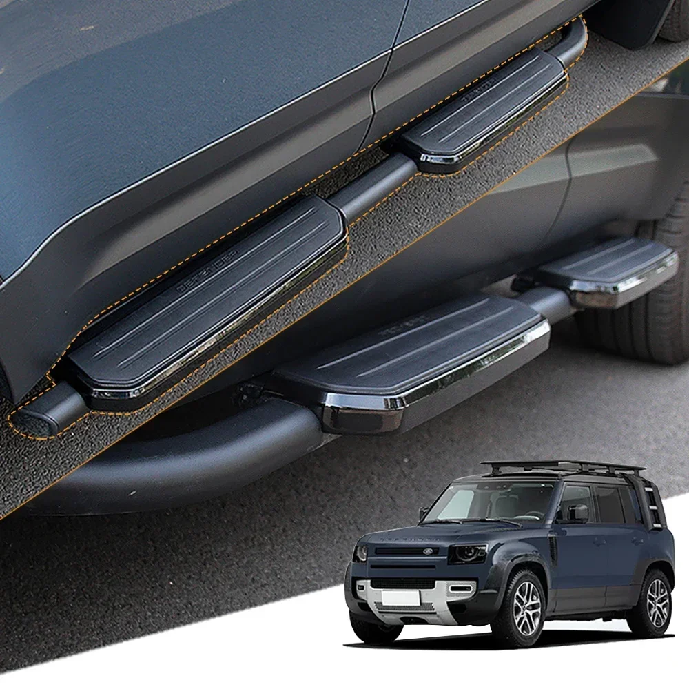 Hot Sale Black Fixed Step Side for Land Rover Defender 4 Doors 2020 2021 2022 2023 Side Steps Running Boards Nerf Bar